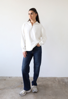 Organic cotton quarter-zip sweatshirt, white, front 