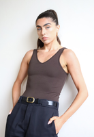 Womens organic cotton v-neck tank top, Brown