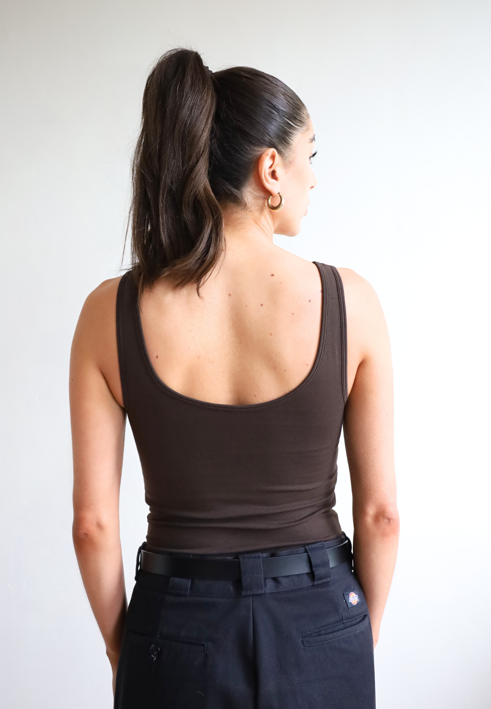 Womens organic cotton v-neck tank top, Brown