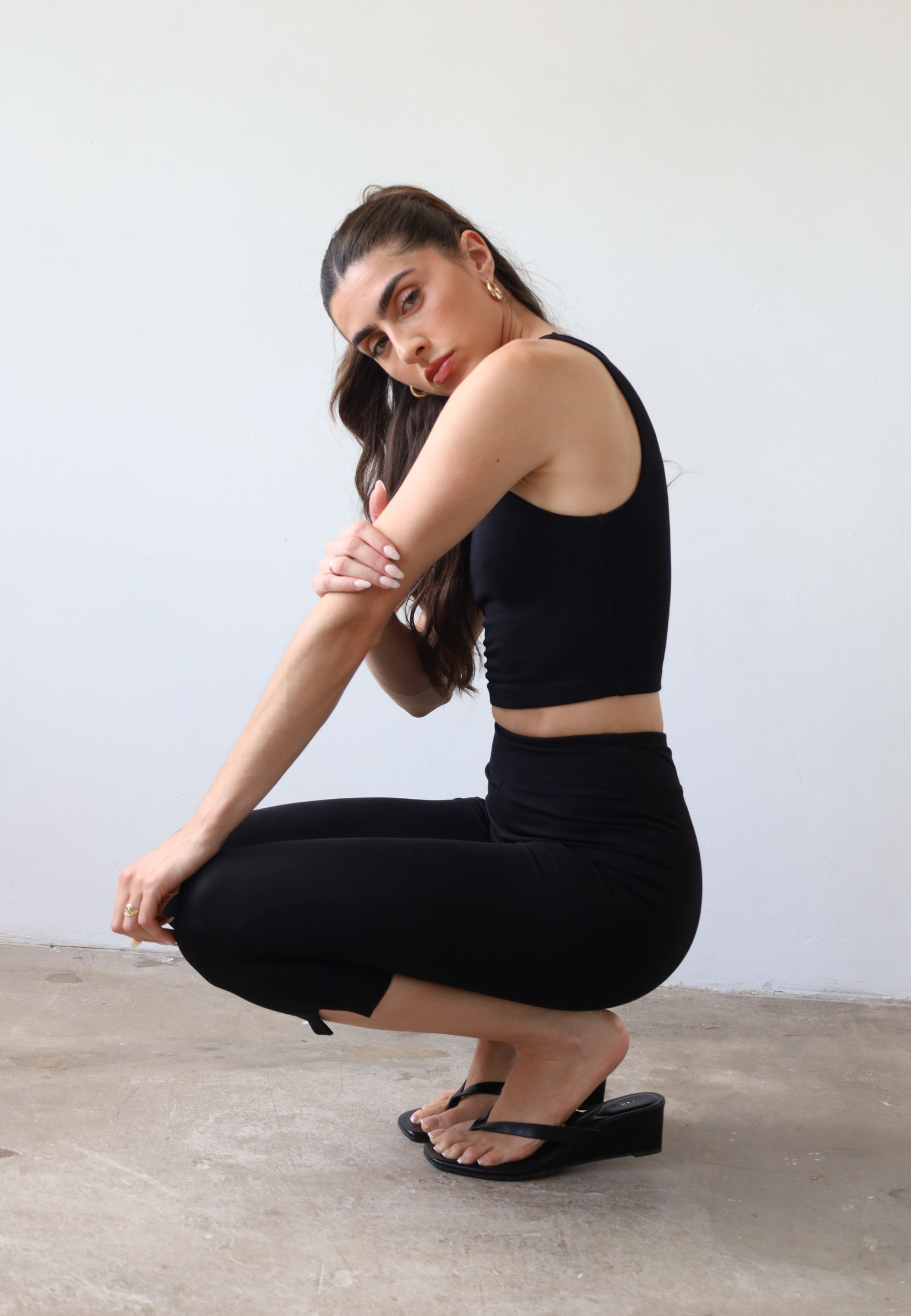 Organic cotton Capri Leggings, black, Side