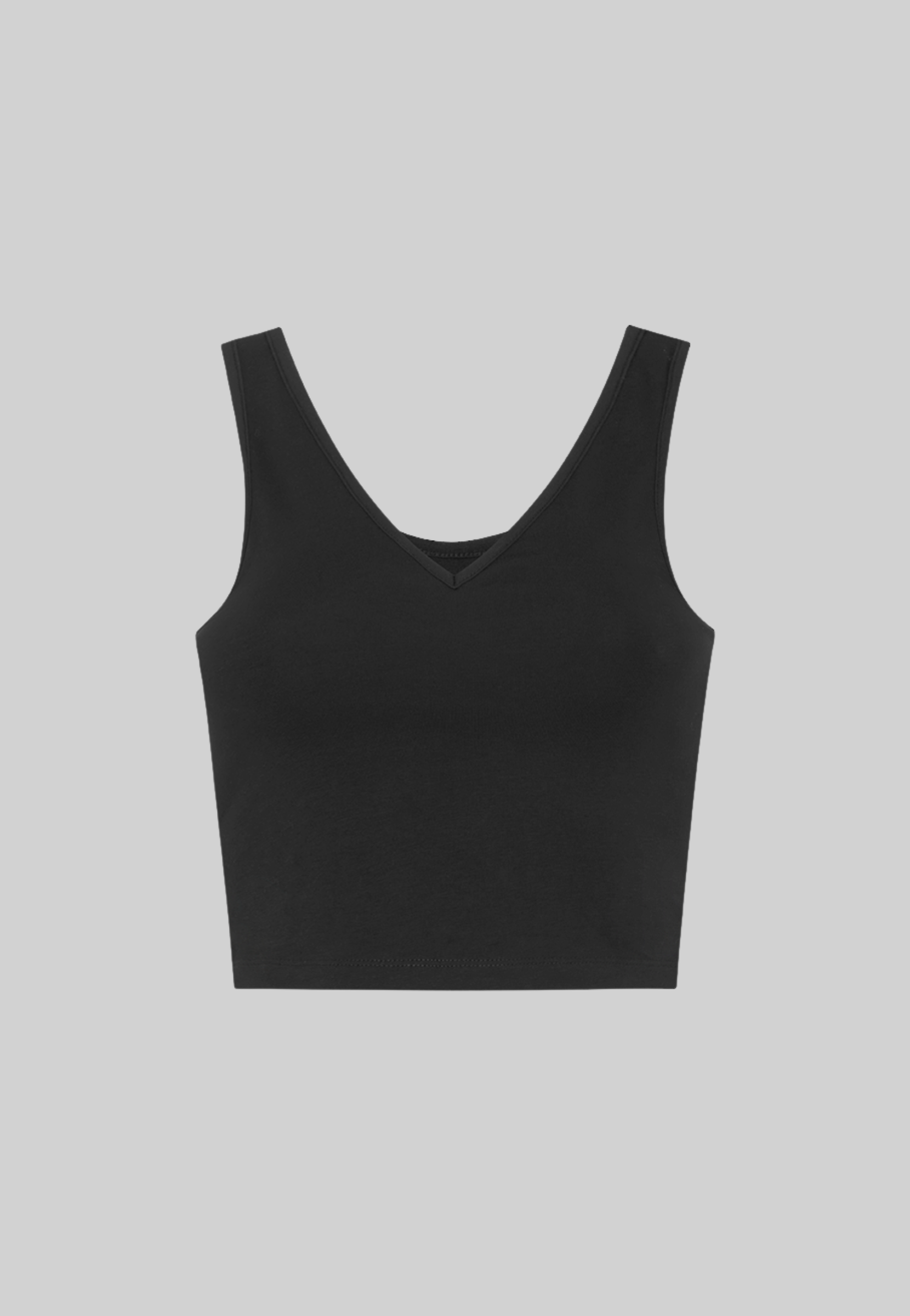 Cut Out, V-neck Cropped Tank, Black