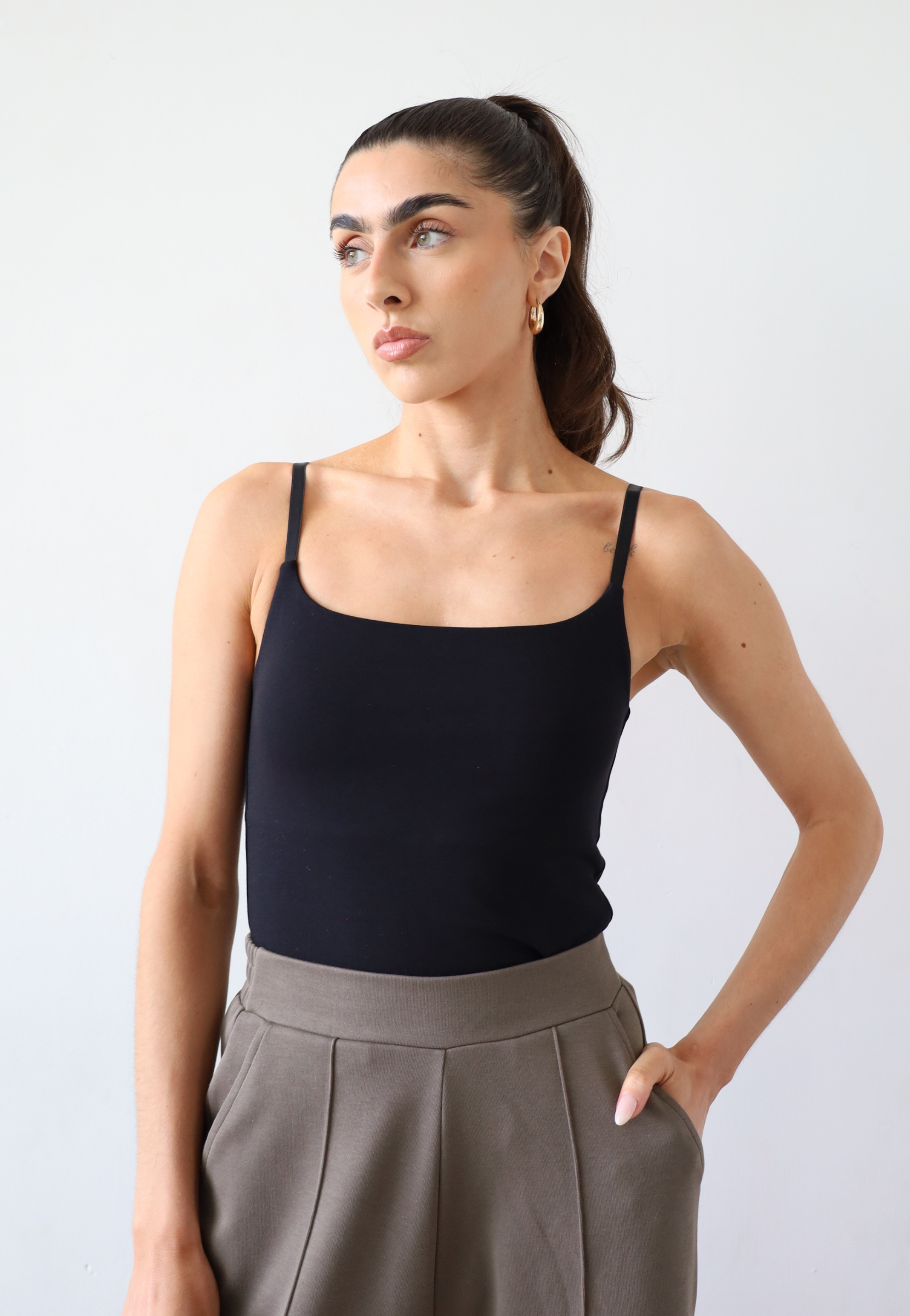 Organic Cotton Cami Top, Black