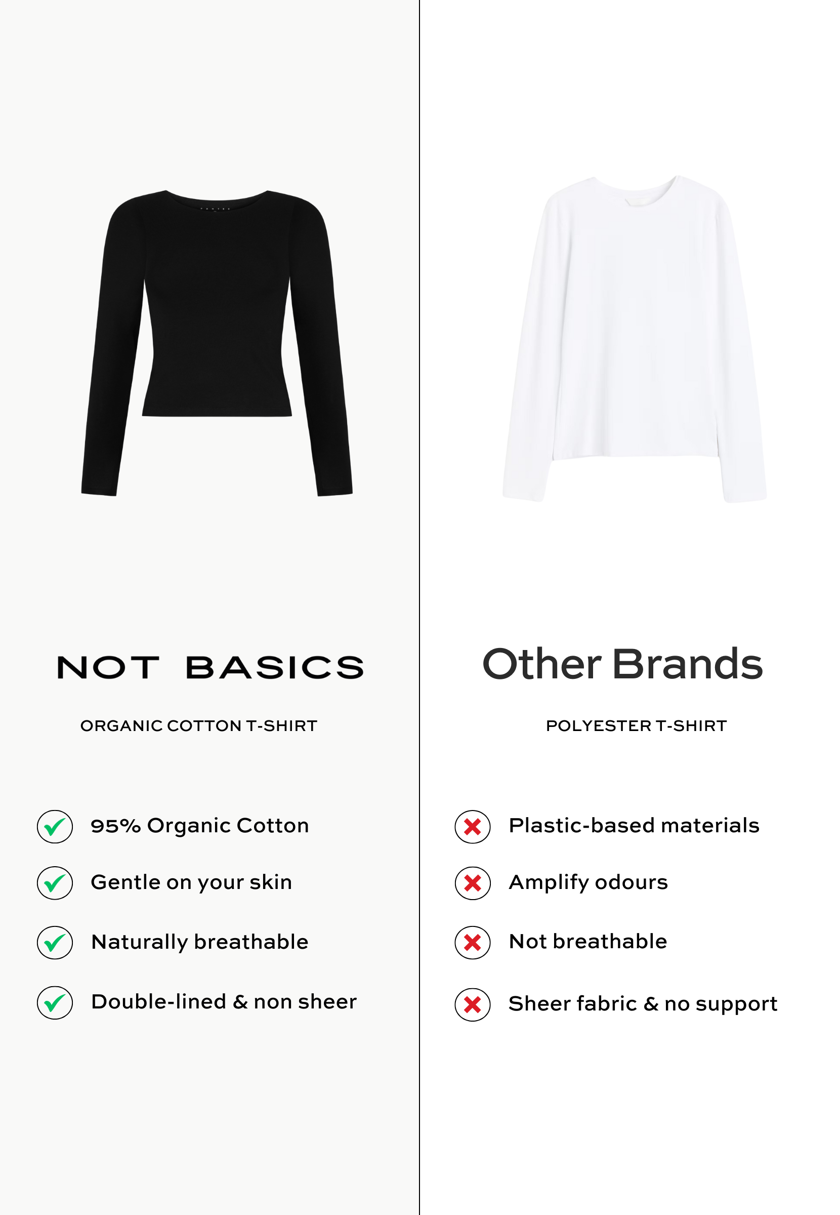 organic cotton crew neck black t-shirt, side by side graphic 