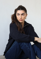 Organic cotton quarter-zip sweatshirt, black, front