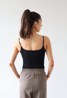 Organic Cotton Cami Top, Black, back