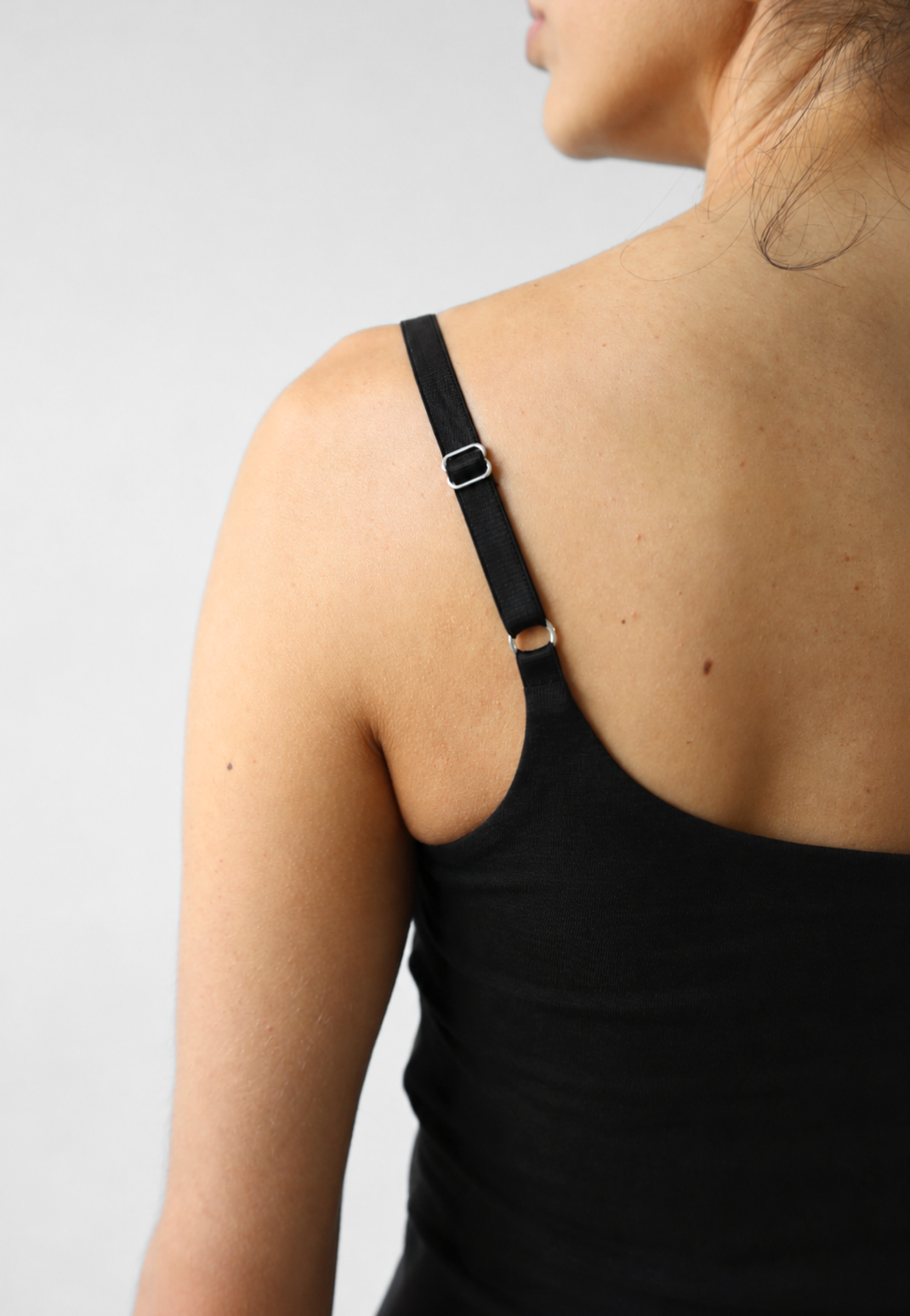 Organic Cotton Cami Top, Black, strap detail
