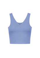 Organic Cotton V-neck Cropped tank top, Light Blue, Cut Out 