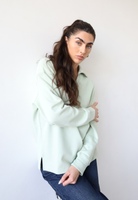 Organic cotton quarter-zip sweatshirt, light green, front