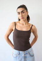 Organic Cotton Cami Top, Brown, front 