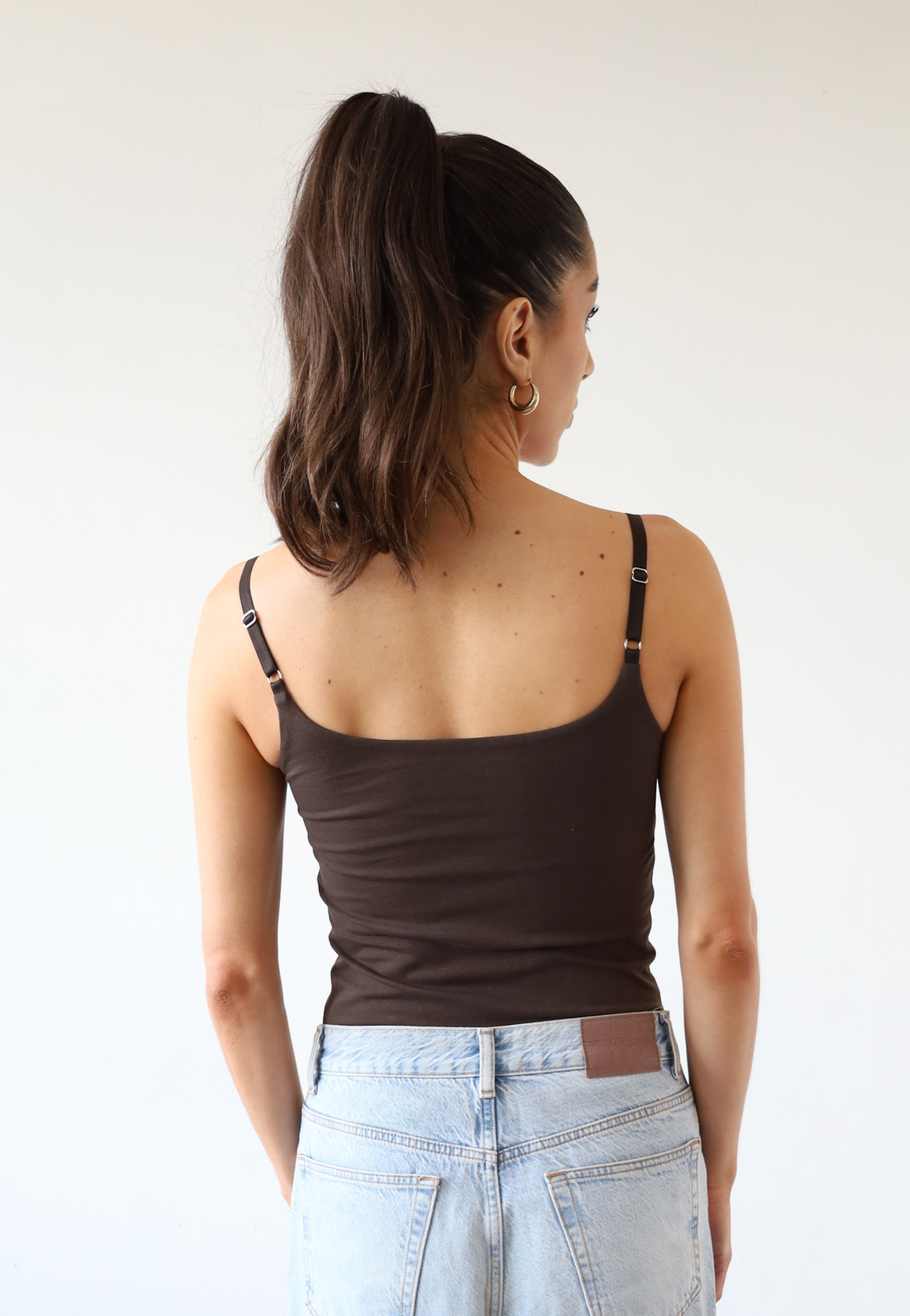Organic Cotton Cami Top, Brown, back 