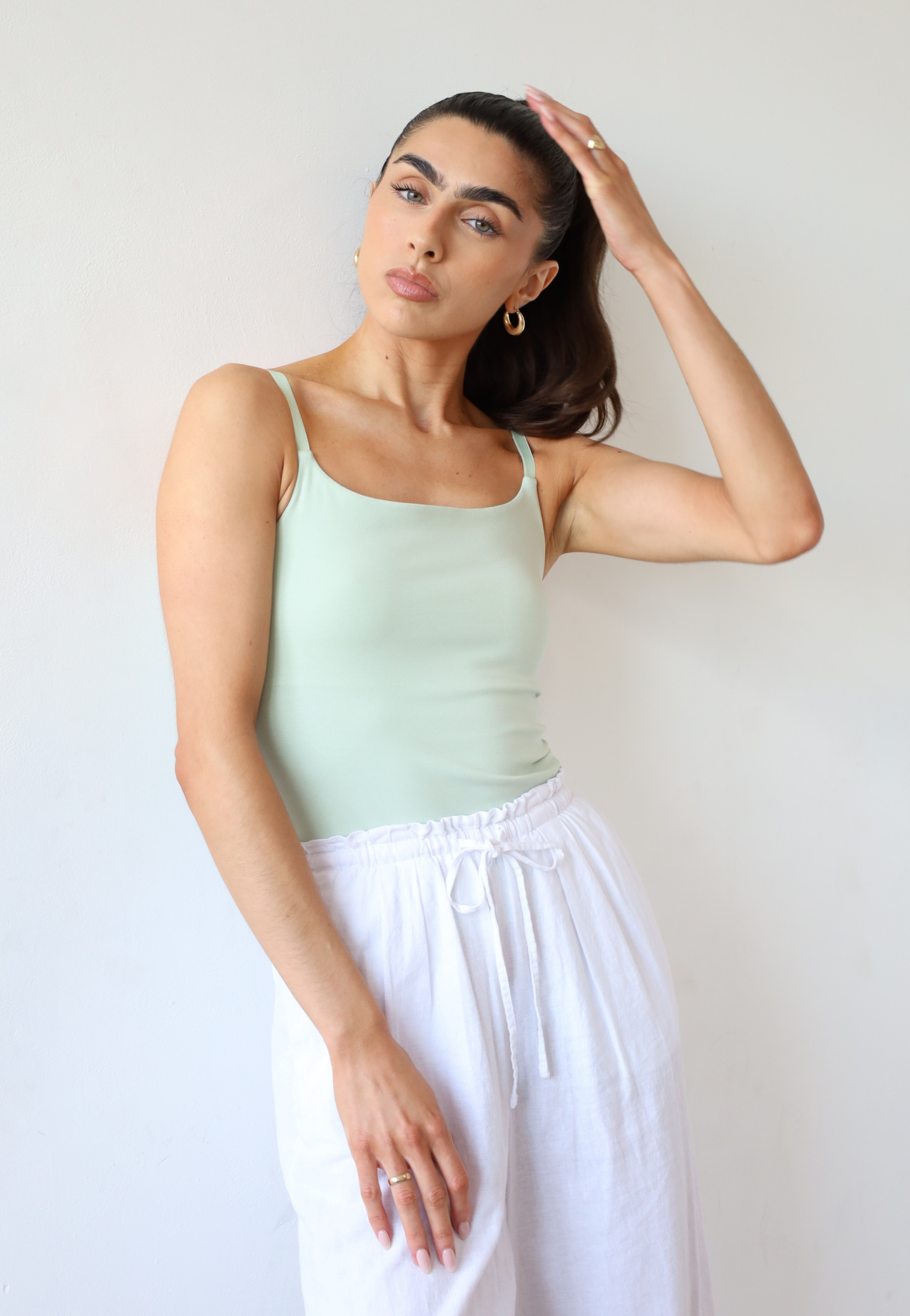 Organic Cotton Cami Top, Green, front