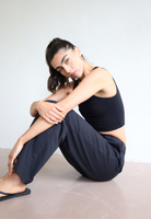 Womens organic cotton high neck cropped tank top, Black, Side