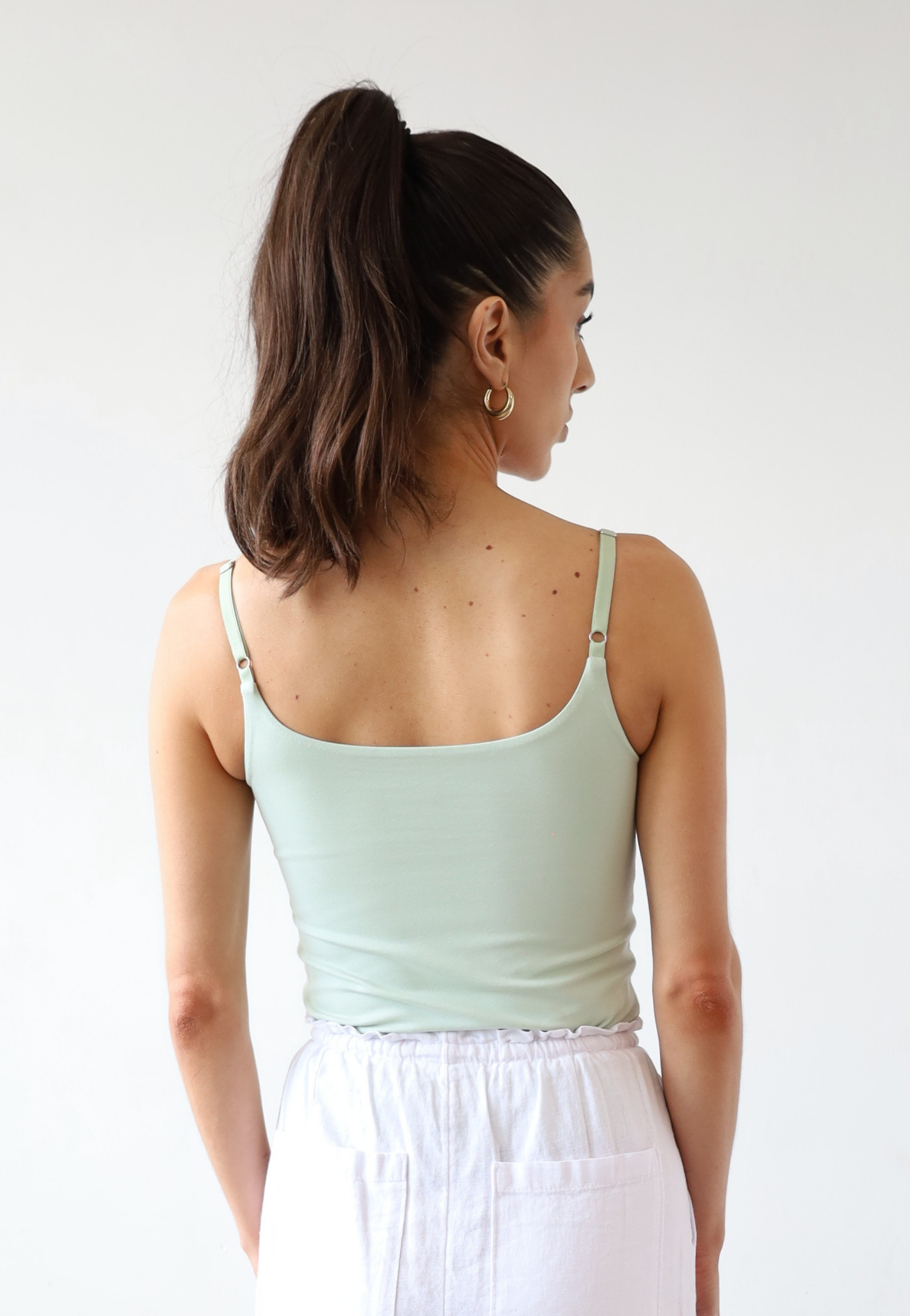 Organic Cotton Cami Top, Green, back