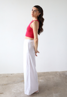 Organic Cotton High-Neck Cropped Tank, Fuchsia Pink, side