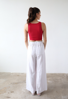 Organic Cotton High-Neck Cropped Tank, Fuchsia Pink, back