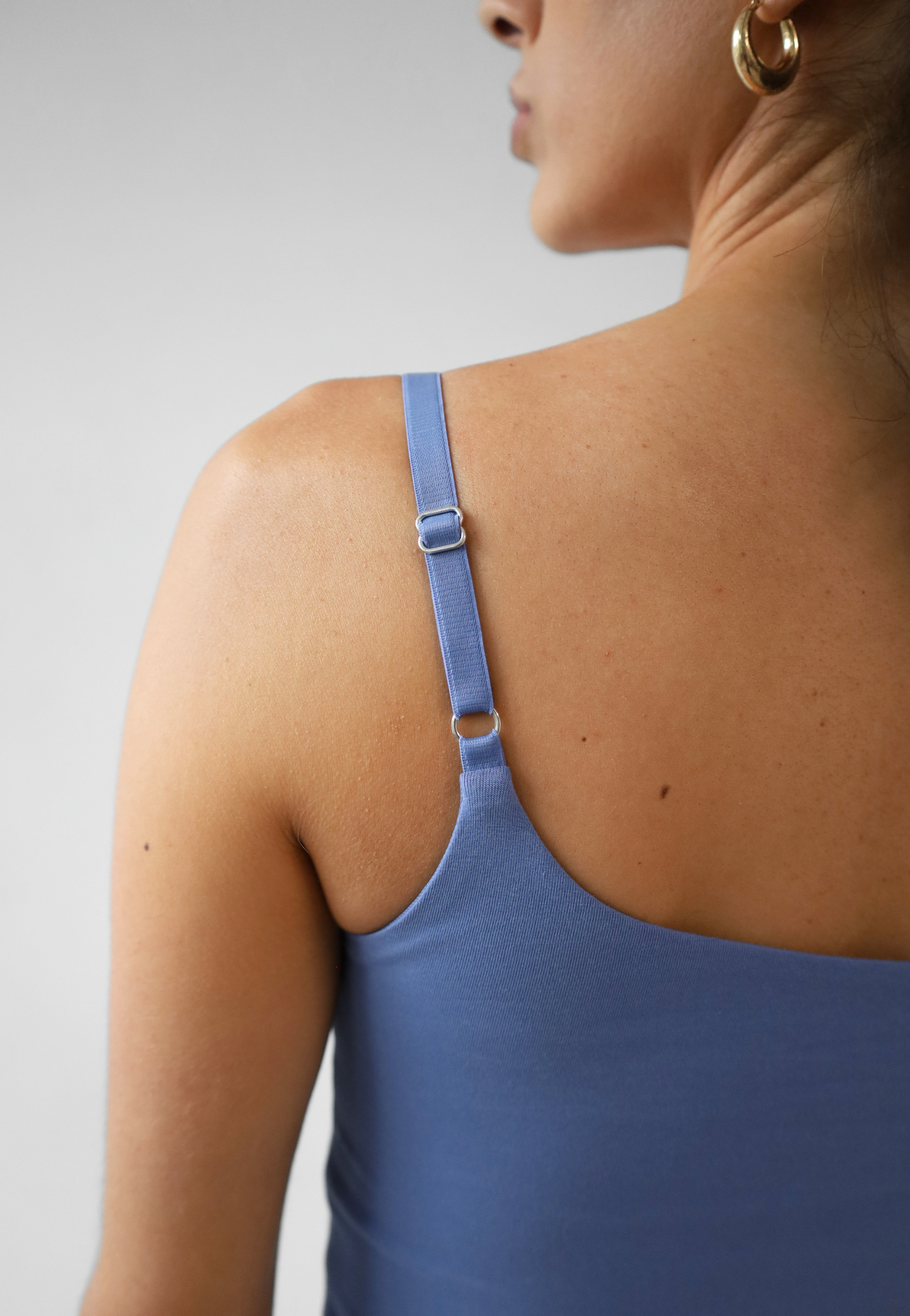 Organic Cotton Cami Top, blue, strap detail