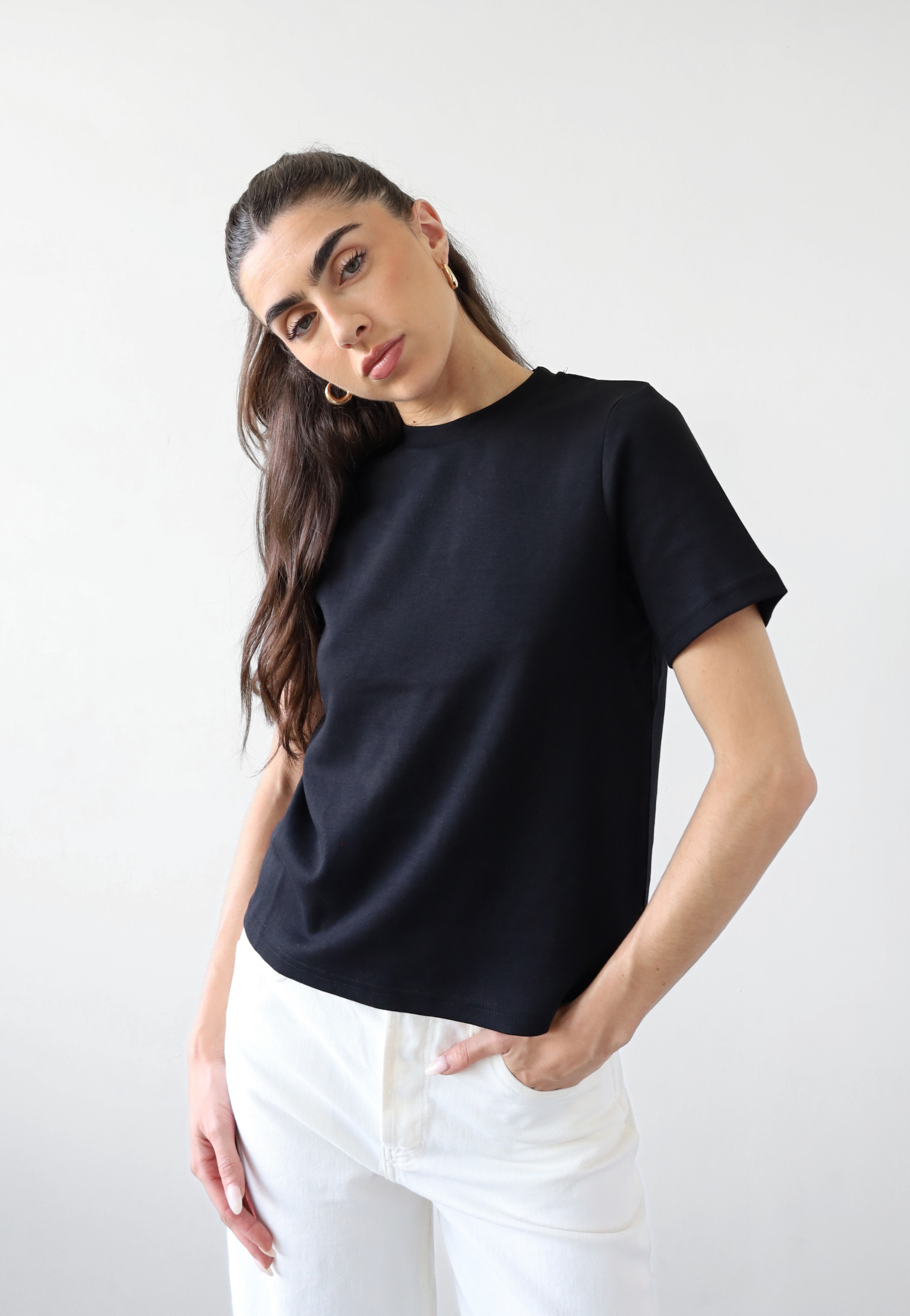 organic cotton relaxed fit t-shirt , black, front