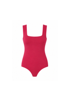 Organic Cotton Square-Neck Sleeveless Bodysuit, Pink, cut out