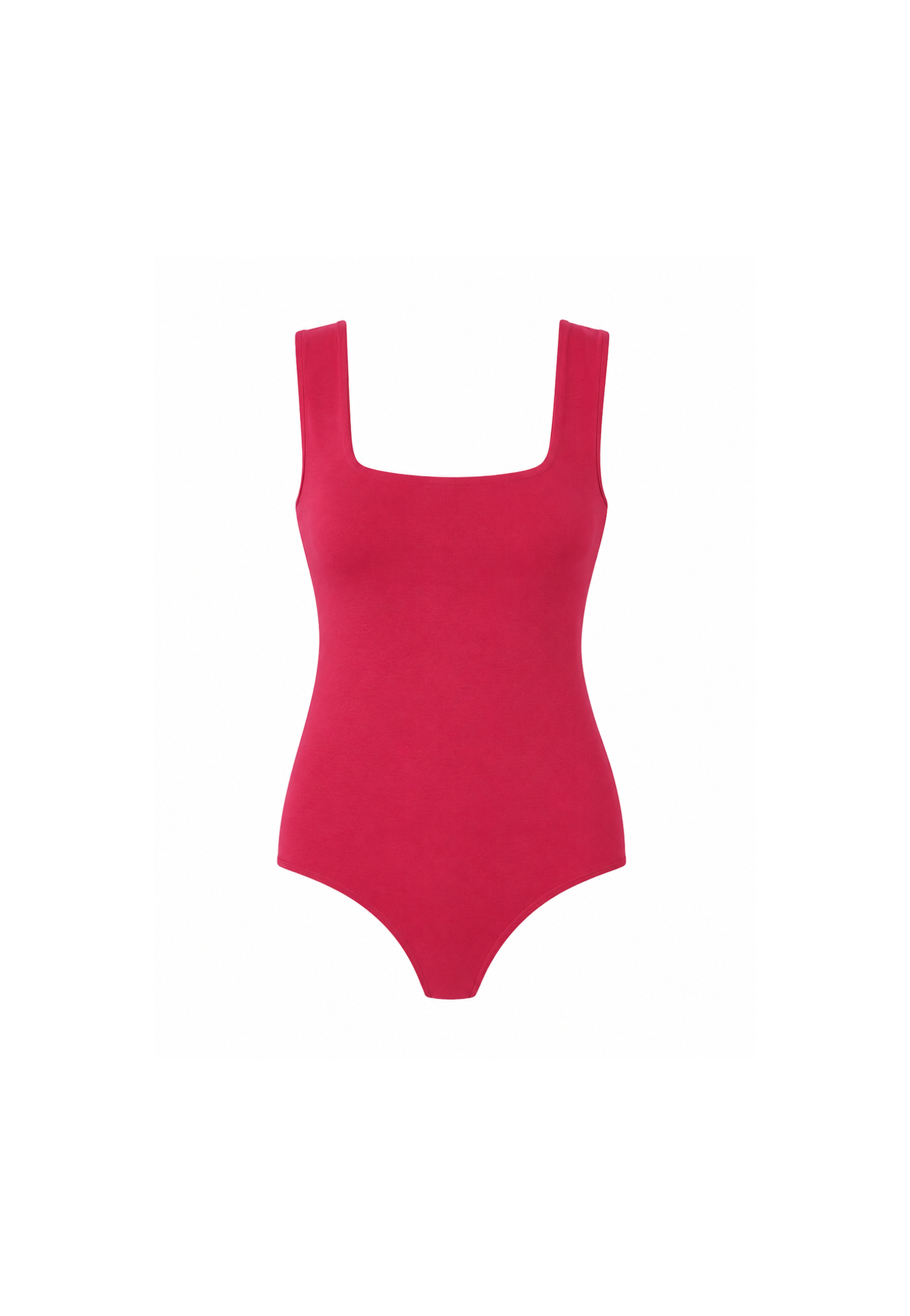 Organic Cotton Square-Neck Sleeveless Bodysuit, Pink, cut out
