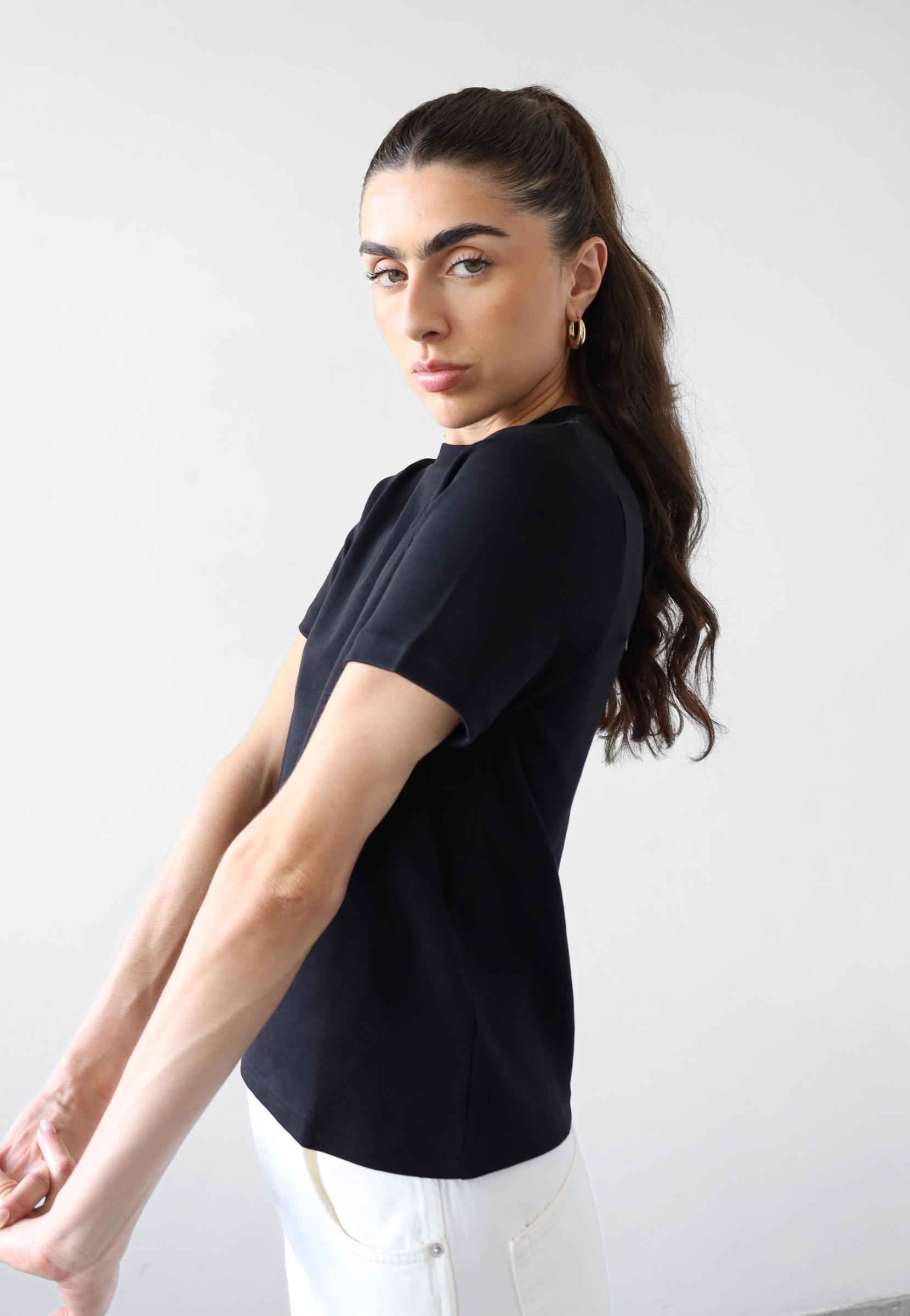 organic cotton relaxed fit t-shirt , black, side