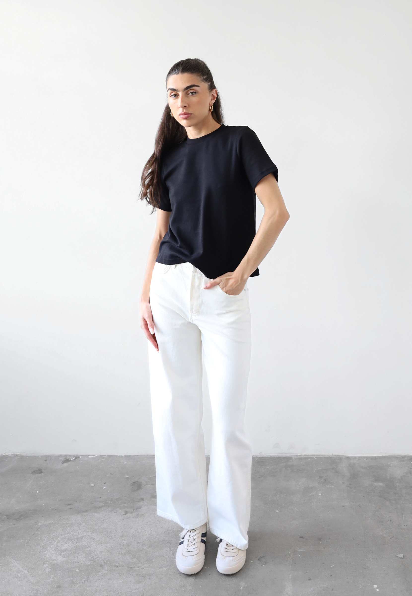 organic cotton relaxed fit t-shirt , black, front