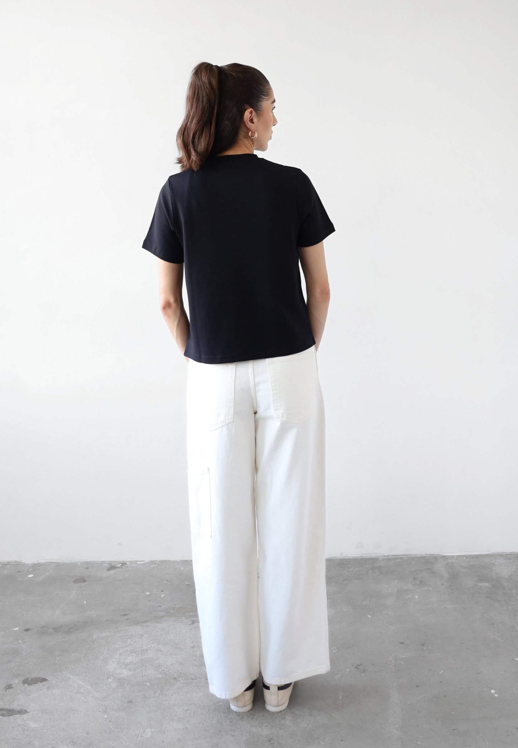 organic cotton relaxed fit t-shirt , black, back