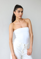 Organic Cotton Strapless Top, White, front