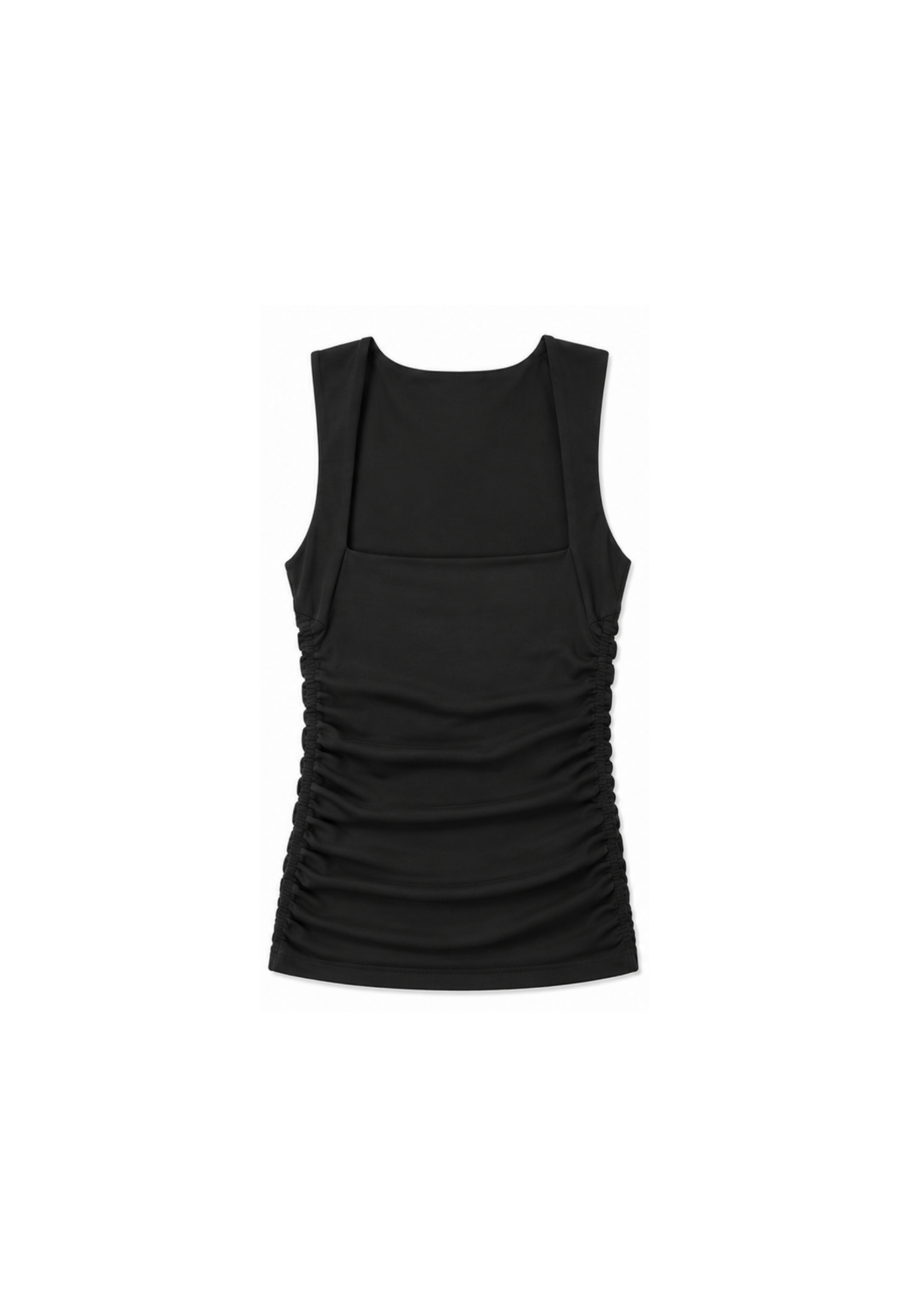 Organic Cotton Ruched Top, Black, Cut Out