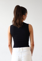 Organic Cotton Ruched Top, Black, Back