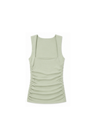 Organic Cotton Ruched Top, White, Green