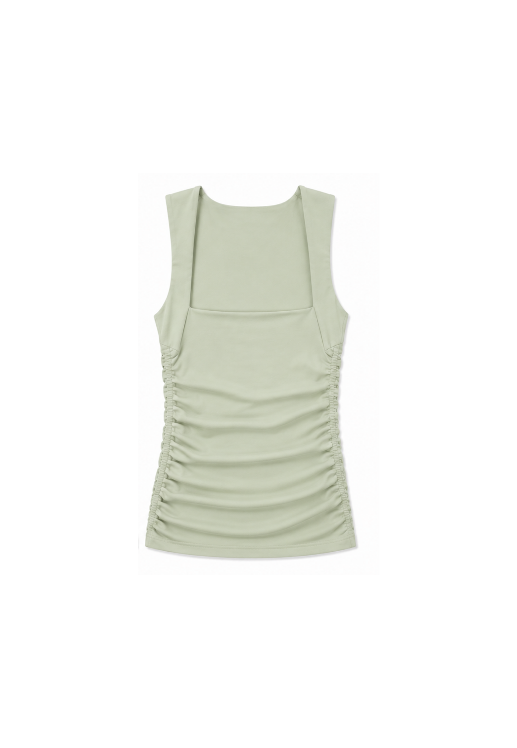 Organic Cotton Ruched Top, White, Green