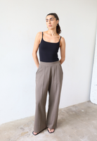 Womens wide Leg Trousers, Light Brown, Front