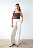 Womens wide Leg Trousers, White, Front