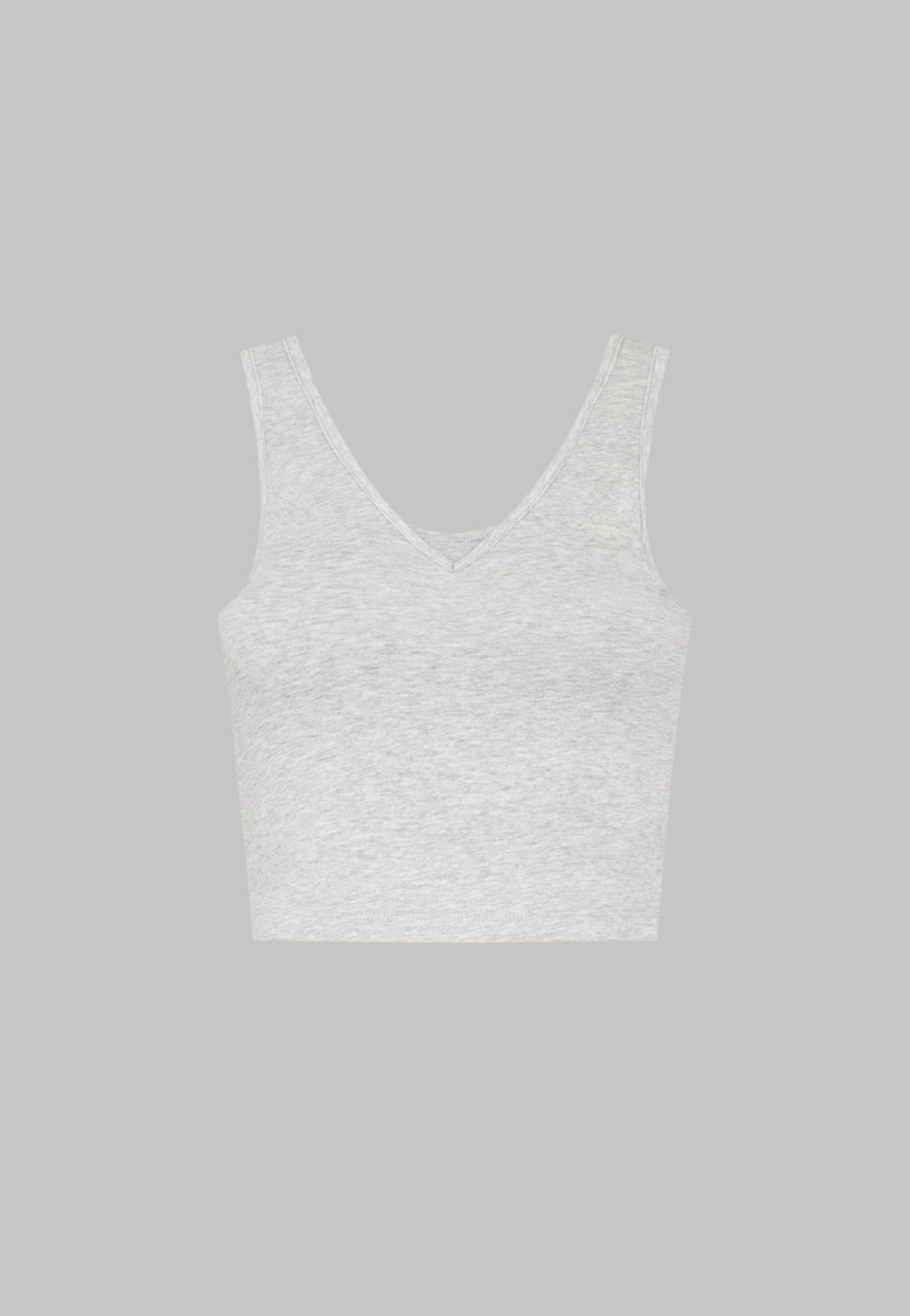Cut Out, V-neck Cropped Tank, Grey Marl 