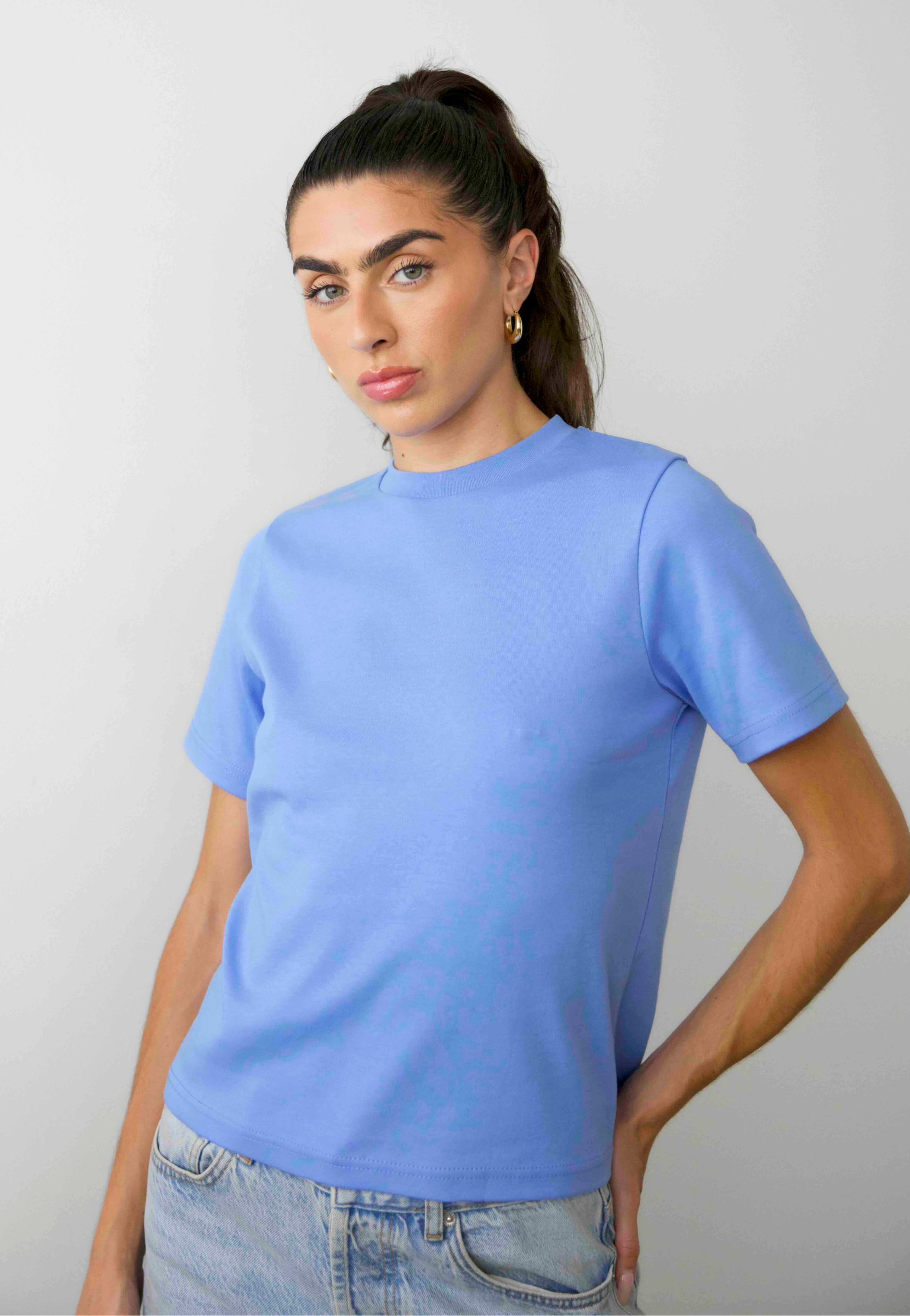 Front, Relaxed fit T-shirt, Cornflower Blue 