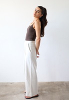Womens wide Leg Trousers, White, Side