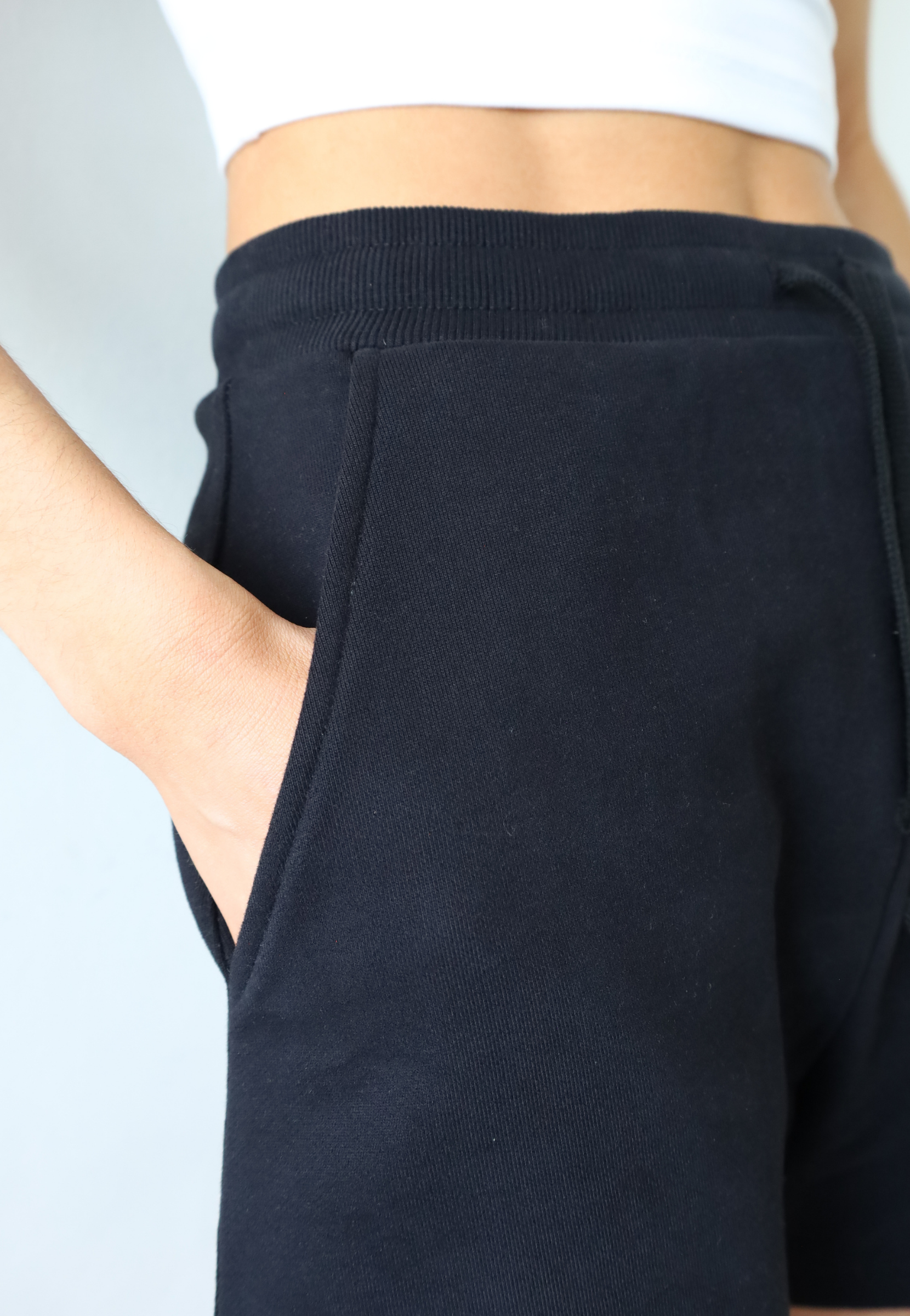 Organic Cotton Sweat Shorts, Black, Detail