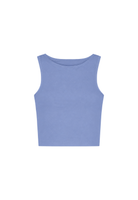 Organic cotton high neck cropped tank top, light blue, cut out
