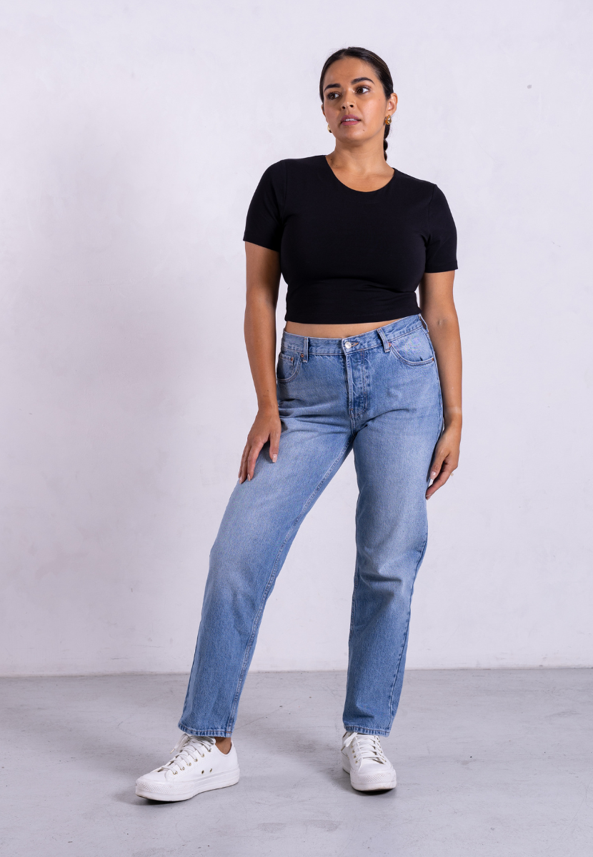 Crew neck cropped t-shirt