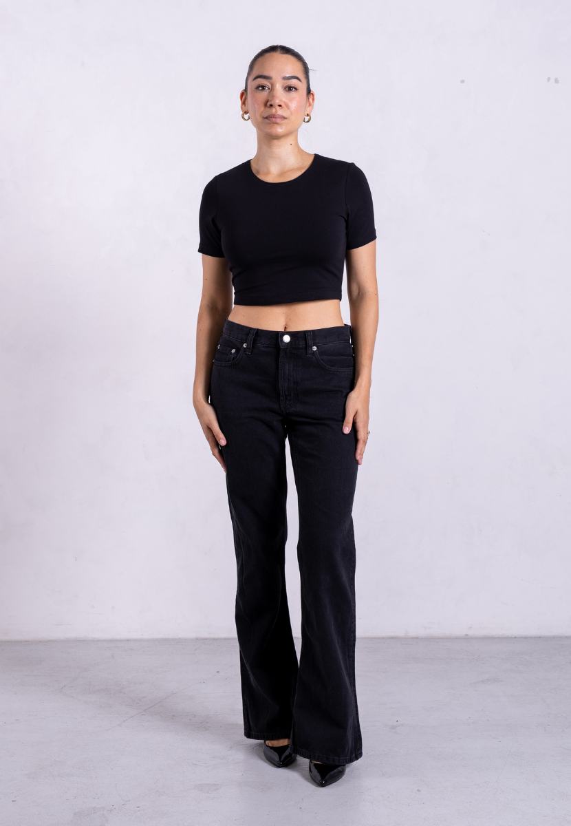 Black Organic Cotton Cropped T Shirt Not Basics