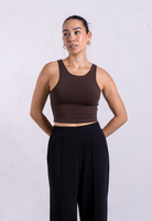 Crew neck tank top brown