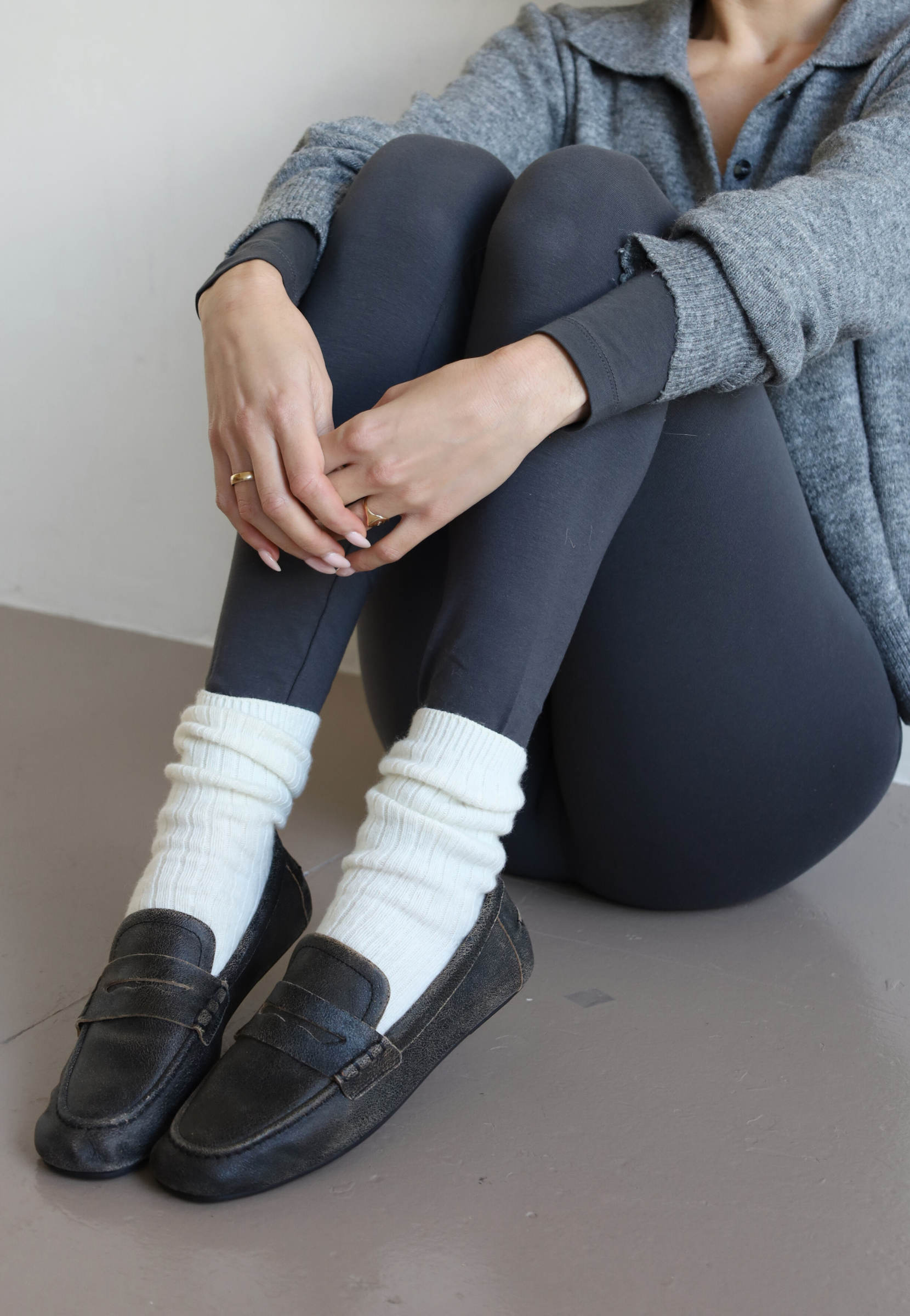 Organic Cotton Charcoal Grey Wrap waist Leggings 