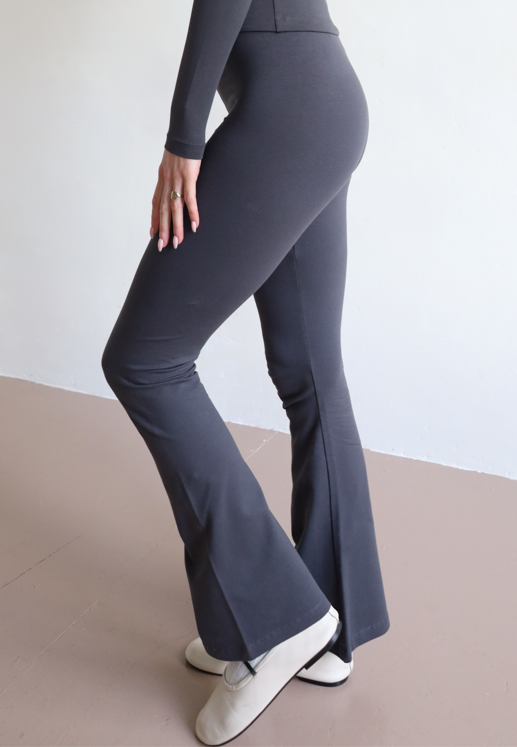 Organic Cotton Charcoal Flared Leggings 