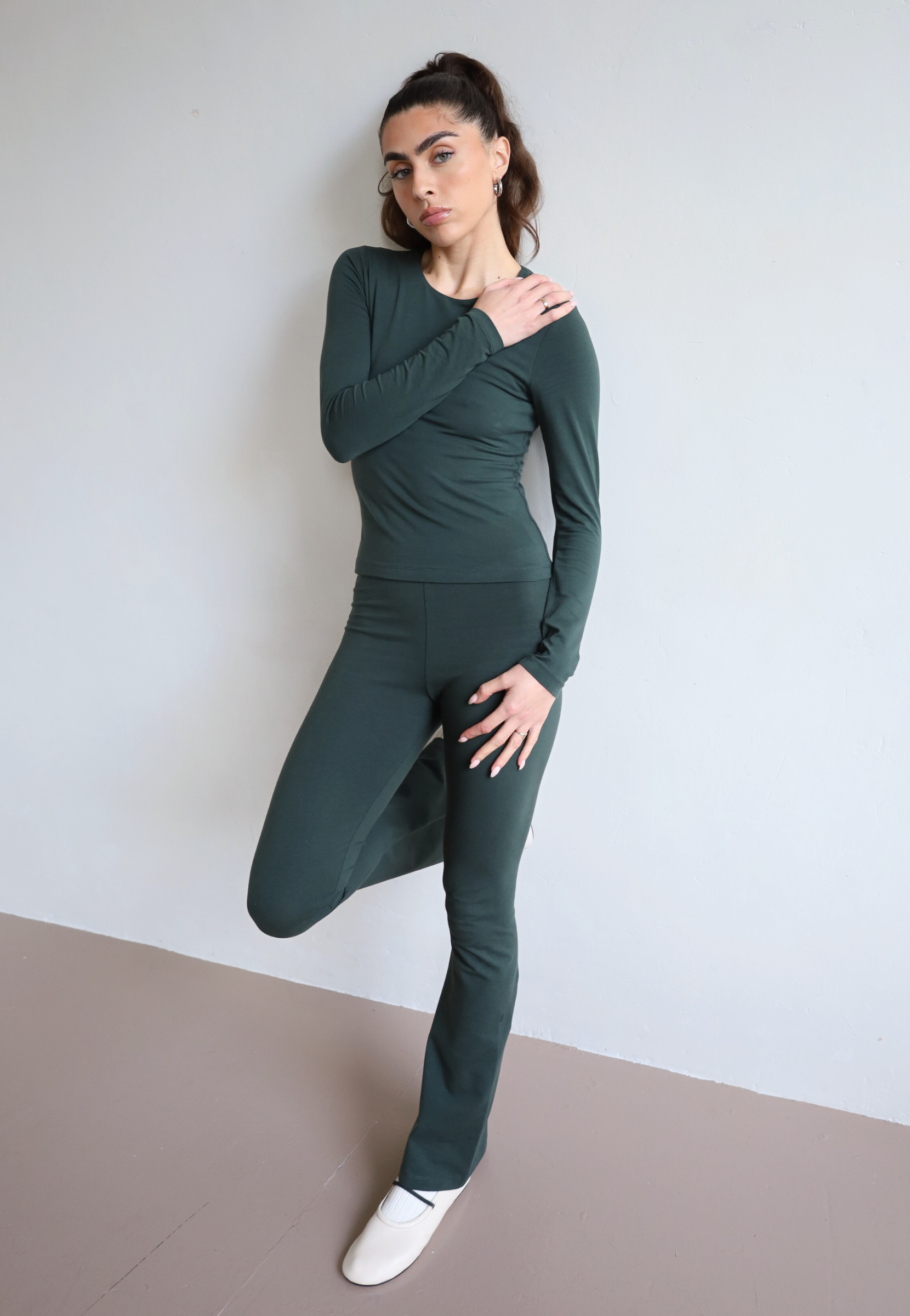 Organic Cotton Green Flared Leggings 