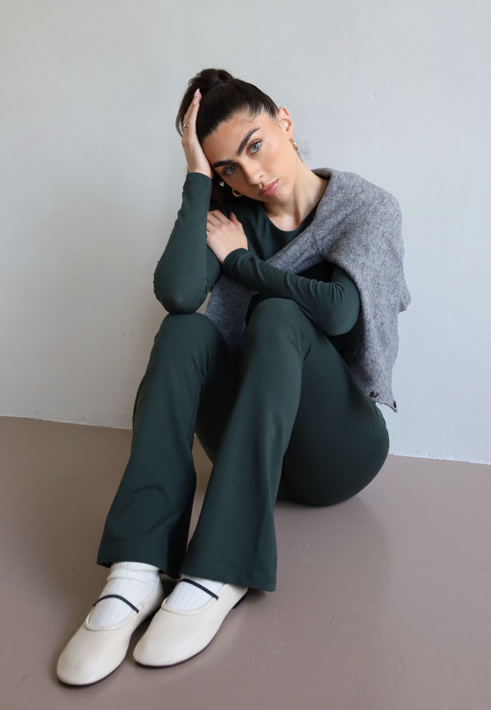 Organic Cotton Green Flared Leggings 