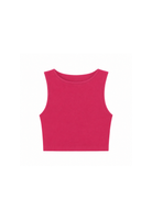 Organic cotton pink crop tank top, cut out