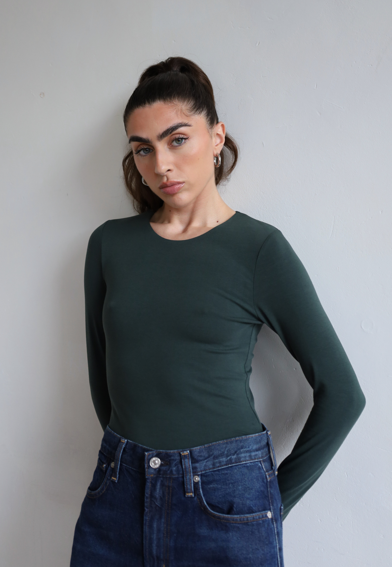 Organic Cotton Green Long Sleeve Crew Neck Bodysuit