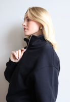 Organic cotton quarter zip sweatshirt, black, side 