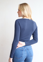 organic cotton long-sleeve crew neck t-shirt, navy blue, back 