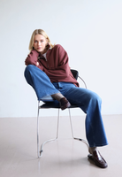 Organic cotton quarter zip sweatshirt, burgundy, front 